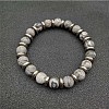 Round Natural Map Stone Beaded Stretch Bracelets for Women Men MY8494-5-1