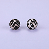 Printed Round with Leopard Print Pattern Silicone Focal Beads SI-JX0056A-01-1