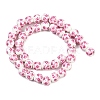 Handmade Flower Printed Porcelain Ceramic Beads Strands PORC-M005-8mm-03-2
