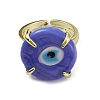 Lampwork Evil Eye Open Cuff Ring RJEW-M147-01LG-01-3