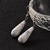 Teardrop Platinum Tone Brass Howlite Dangle Earrings EJEW-M058-09-1