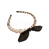 Cloth Hair Bands with Plastic Imitation Pearl Beads OHAR-PW0007-22-2