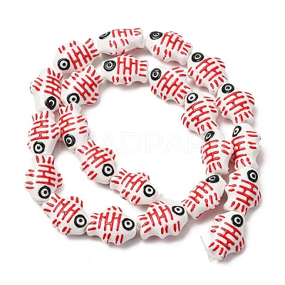 Handmade Printed Porcelain Beads PORC-F005-03B-01-1