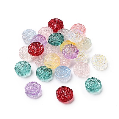 Spray Painted Transparent Glass Beads GLAA-D038-01A-1