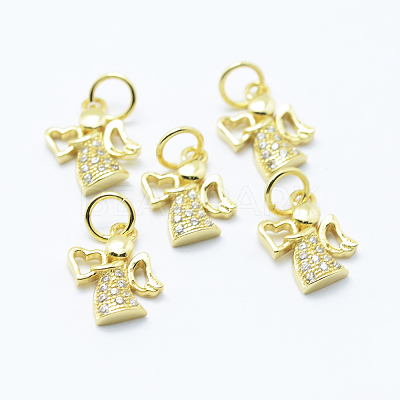 Brass Micro Pave Cubic Zirconia Charms KK-P133-03-NR-1