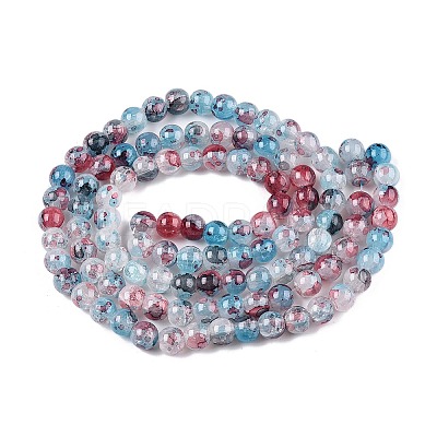 Baking Paint Crackle Glass Bead Strands DGLA-R053-03I-1-1