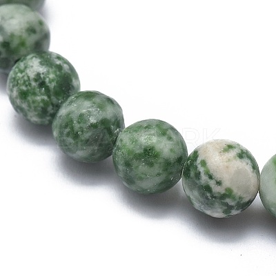 Natural Green Spot Jasper Bead Stretch Bracelets X-BJEW-K212-A-017-1