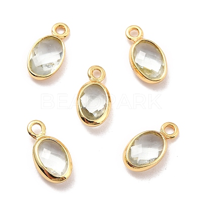 Eco-Friendly Brass with Glass Pendants KK-K268-01G-1