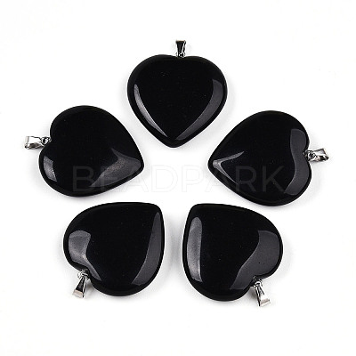 Natural Obsidian Pendants G-S364-006F-1