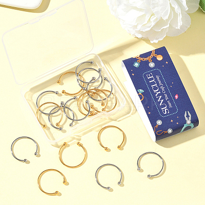20Pcs 2 Colors 304 Stainless Steel Cuff Rings RJEW-SC0001-35-1