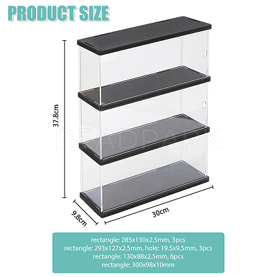 3-Tier Rectangle Transparent Acrylic Minifigures Display Case ODIS-WH0099-08A-1