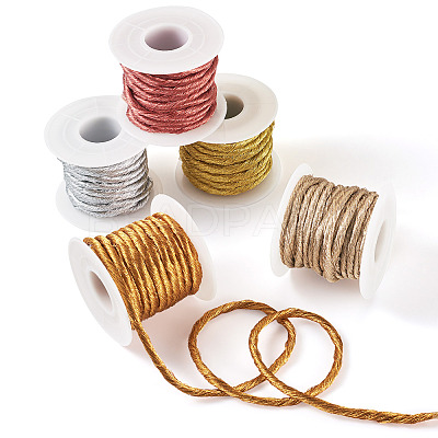 25 Yards 5 Colors Round Polyester Gold Metallic Cord OCOR-TA0002-58-1