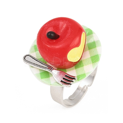 Afternoon Tea Resin & Plastic Adjustable Finger Rings for Women RJEW-K317-01A-1