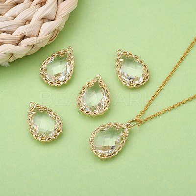 Transparent Glass Pendants GLAA-T007-08G-1