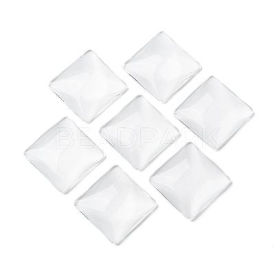 Transparent Glass Square Cabochons X-GGLA-A001-25mm-1