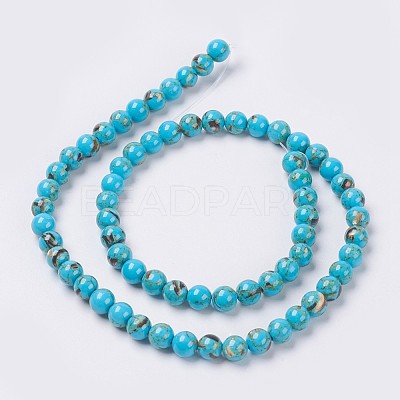 Sea Shell and Synthetic Turquoise Assembled Beads Strands G-G758-04-6mm-1