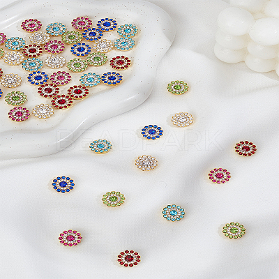 48Pcs 6 Colors Glass Rhinestone Buttons BUTT-LP0001-15-1