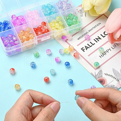 200Ps 10 Colors Transparent Crackle Acrylic Beads CACR-YW0001-1