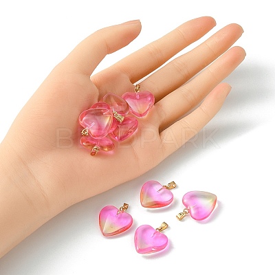 Two Tone Transparent Glass Pendants GLAA-YW0003-02D-1