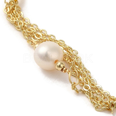 Brass Chains Tassel Link Bracelet BJEW-C051-31G-1