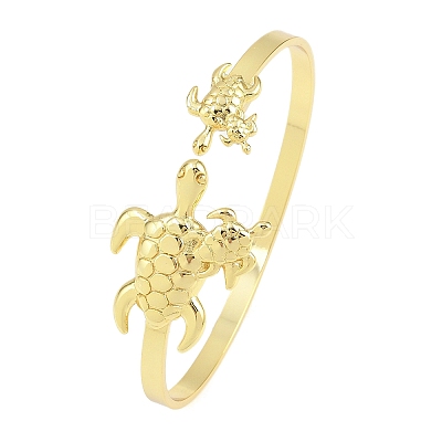 Marine Organism Brass Cuff Bangles for Women BJEW-D368-03L-G-1