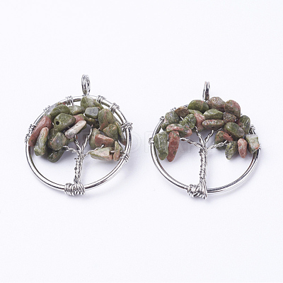 Natural Unakite Pendants G-E419-23P-1