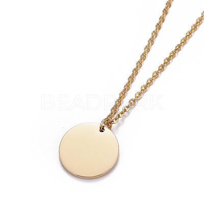 Ion Plating(IP) 304 Stainless Steel Cable Chains Pendant Necklaces NJEW-F267-15G-1