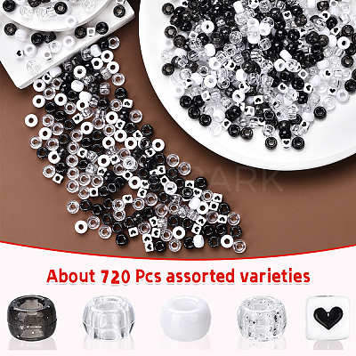 720Pcs 6 Styles Opaque Plastic Beads KY-YW0001-82-1