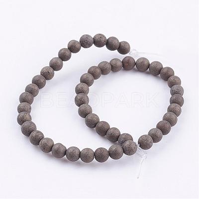 Natural Pyrite Beads Strands G-P303-03-4mm-8-1