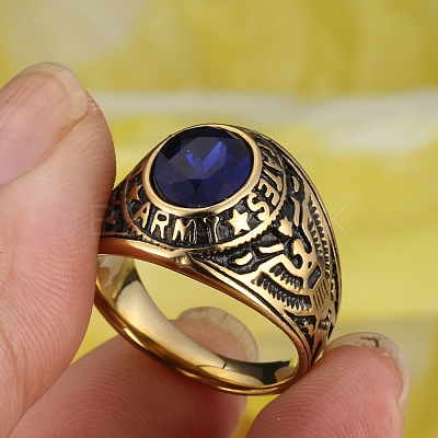 304 Stainless Steel with Cubic Zirconia Finger Rings for Men FS-WGC9B3B-12-1