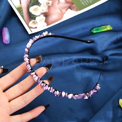 Natural Amethyst Hair Bands PW-WG3532A-02-1