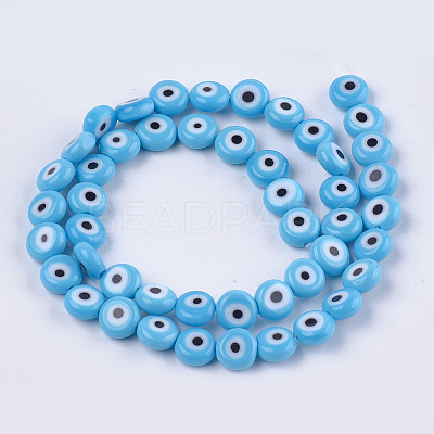 Handmade Evil Eye Lampwork Beads Strands LAMP-S191-02B-09-1