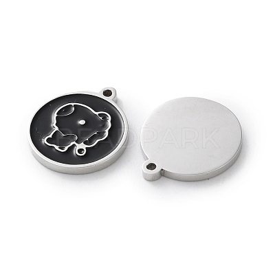 304 Stainless Steel Black Enamel Charms STAS-M102-17P-01-1