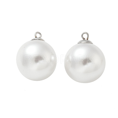 Plastic Imitation Pearl Beads Pendants STAS-Z009-02G-P-1