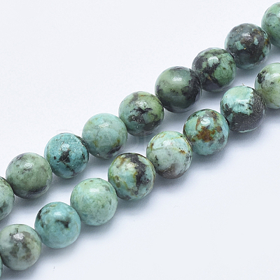 Natural African Turquoise(Jasper) Beads Strands G-E444-47-6mm-1