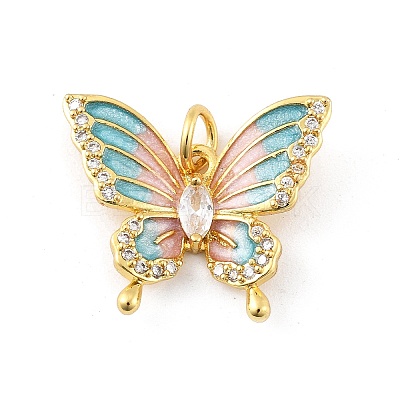 Brass Micro Pave Cubic Zirconia Pendants KK-K371-46G-03-1