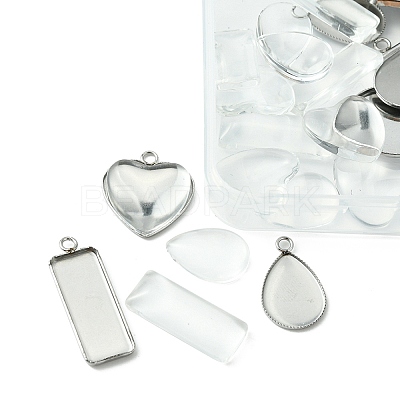 15Pcs 3 Styles 304 Stainless Steel Pendant Cabochon Settings STAS-FS0001-41-1