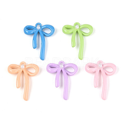 Rack Plating Spray Painted  Alloy and ABS Imitation Pearl Pendants PALLOY-T090-44-1