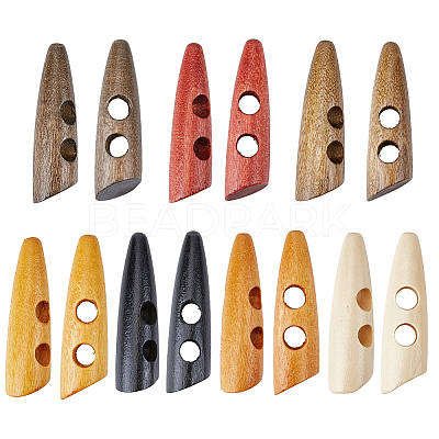 70Pcs 7 Colors 2-Hole Wood Buttons BUTT-GF0004-20-1