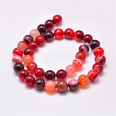 Natural Striped Agate/Banded Agate Bead Strands G-G962-10mm-06-1