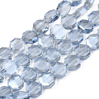 Electroplate Transparent Glass Beads Strands EGLA-N002-27-F01-1