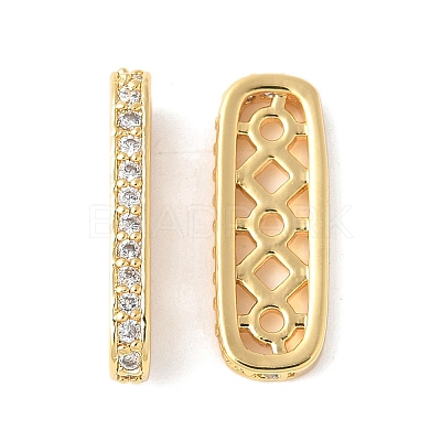 Brass Micro Pave Clear Cubic Zirconia Spacer Bars KK-U064-20B-G-1