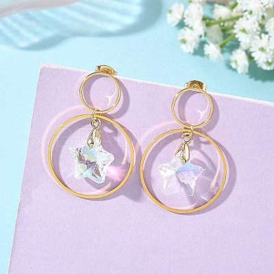 Brass Dangle Stud Earring for Women EJEW-JE07353-1