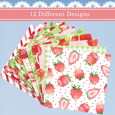 24 Sheets 12 Styles Strawberry Scrapbook Paper Pads DIY-WH0304-989F-1