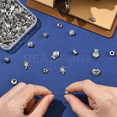 150Pcs 15 Styles Tibetan Style Alloy Beads FIND-YW0012-81-1