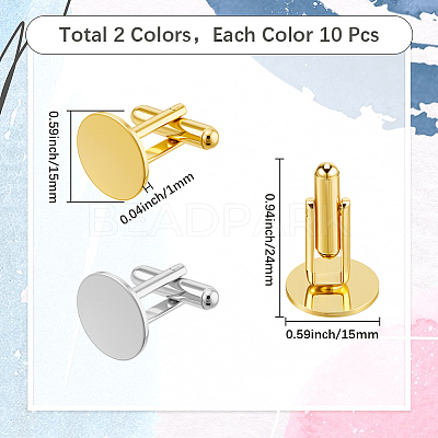 20Pcs 2 Colors Rack Plating Brass Cuff Buttons KK-SC0006-44-1