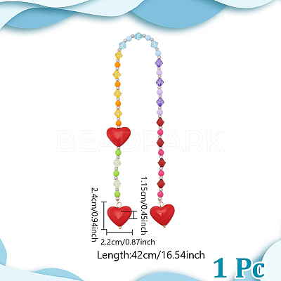 1Pc Alloy & Acrylic Heart Beaded Charms for Bag Embellishments FIND-NB0006-95-1