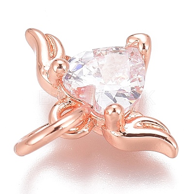 Brass Micro Pave Clear Cubic Zirconia Charms ZIRC-O035-26RG-1