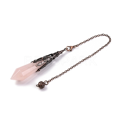 Natural Rose Quartz Pointed Dowsing Pendulum Big Pendants G-H285-06R-A22-1