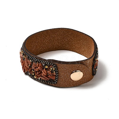 Faux Suede Snap Cord Bracelet LS-BJEW-F428-16-1